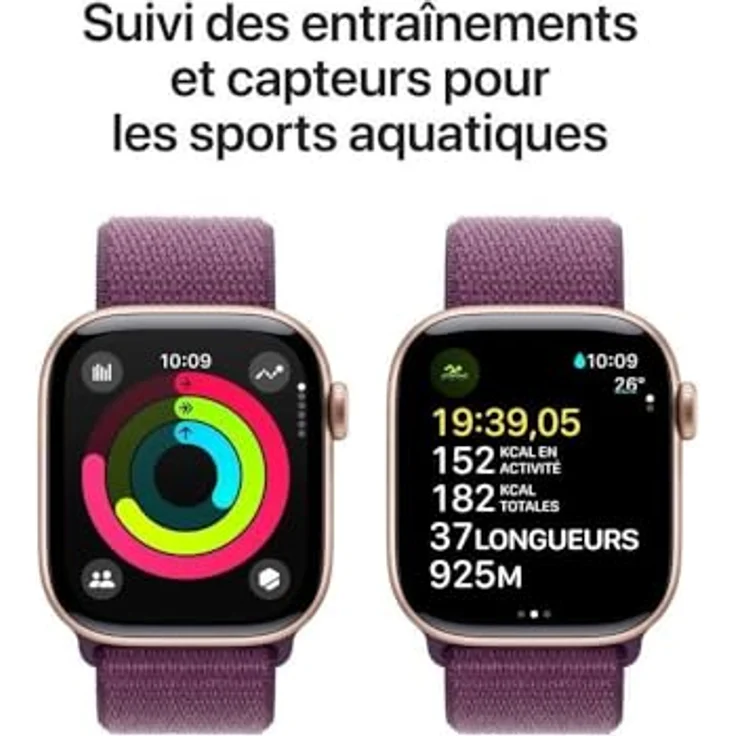 Apple Watch Series 10, 42 mm, GPS, Aluminiumgehäuse Roségold, Loop Pflaume, One size – Bild 4