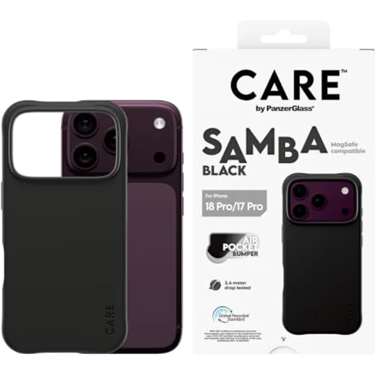 CARE by PanzerGlass Samba Case Black, Schutzhülle mit MagSafe für Apple iPhone 18 Pro | 17 Pro, sturz- und kratzfest, 2.4m sturzgeprüfter Schutz, selbstheilendes TPU-Material – Bild 2