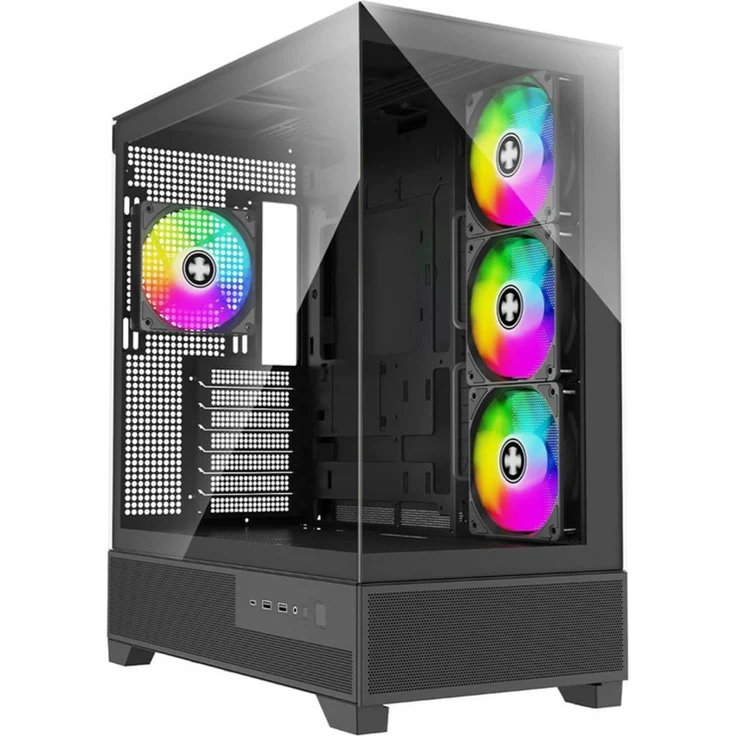 Xilence Flare X909.ARGB, Tower-Gehäuse mit 2x Tempered Glass, 4x ARGB-Lüfter, für ATX, micro-ATX, mini-ITX