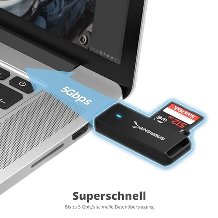 Sabrent Kartenlesegeräte USB 3.0 Micro SD- und SD-Kartenleser-Card Reader (CR-T2MS) – Bild 5