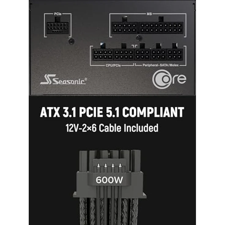 Seasonic Core GX 80 PLUS Gold Netzteil, modular, ATX 3.1, PCIe 5.1 - 750 Watt, schwarz – Bild 3