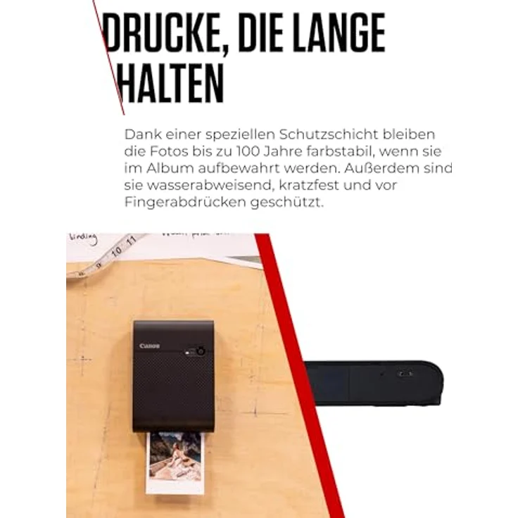 Canon SELPHY SQUARE QX10 Mini-Fotodrucker - mit quadratischem Druck (eingebauter Akku, WLAN, 287 dpi x 287 dpi, USB Kabel, Thermosublimationsdruck) schwarz – Bild 3