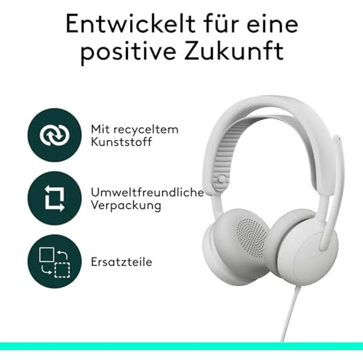 Logitech 981-001617, Kabelgebundenes Office-Headset, 20 - 20000 Hz, USB-Anschluss, Weiß – Bild 10
