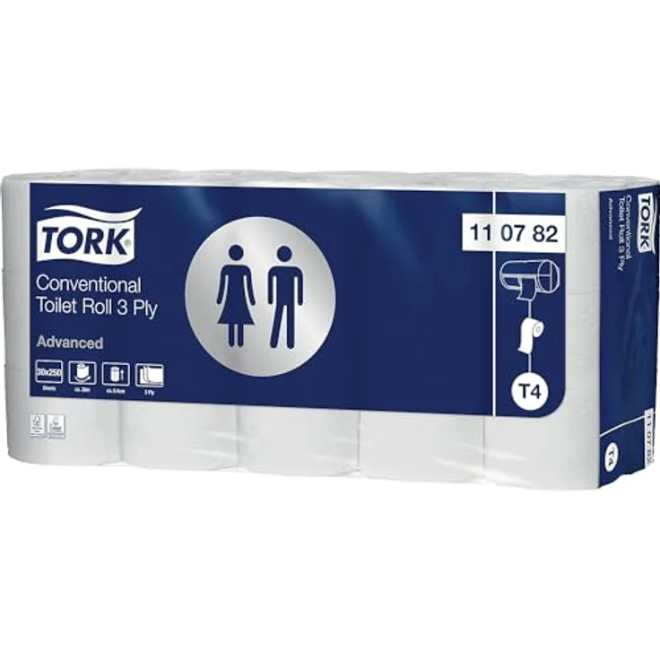 Tork 110782 Advanced 3-lagig Tissue T4, 30 Rollen a 250 Blatt Toilettenpapier – Bild 2