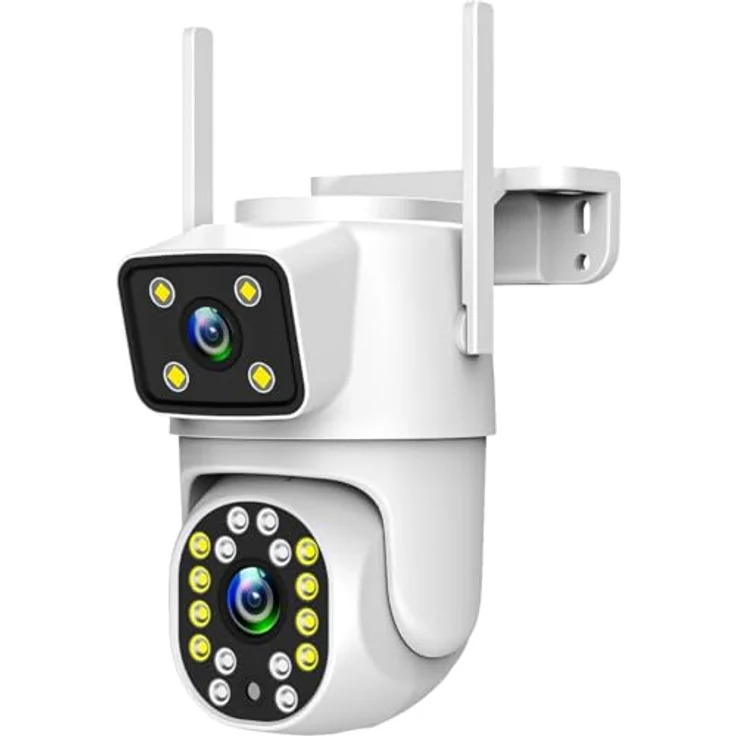 Technaxx TX-328 Dual-Lens WLAN-IP-Kamera, 2MP+2MP, Schwenk-/Neigefunktion 270°/90°, Farbnachtsicht, 2-Wege-Audio, IP65, SD-Karten-Slot (128 GB) – Bild 1