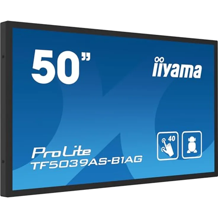 Iiyama Prolite TF5039AS-B1AG 125.7cm 49,5" VA LED-Monitor 4K UHD Open Frame 40 Punkt Multitouch Bonded PCAP kapazitiv HDMI DP RJ45 RS-232c USB2.0 IP65 Android OS AntiGlare Touch-durch-Glass 24/7, Schwarz