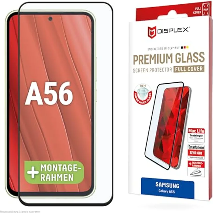 Displex Premium Schutzglas (Full Cover, 10H) für Samsung Galaxy A56, kratzer-resistente Schutzfolie, hüllenfreundlich, transparent