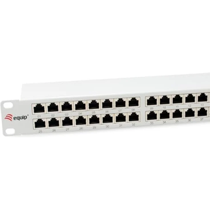 Equip 326526 48-Port Cat.6A geschirmtes Patchpanel, 19" 1HE, bis zu 500 MHz, lichtgrau – Bild 2
