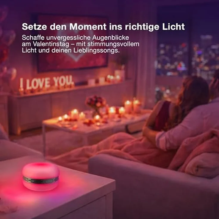 Osram Smart Macaron, Bluetooth-Lautsprecher mit Dreh-Farblicht, Musik-Sync, App-Timer und Stereo-Pairing, Pink – Bild 2
