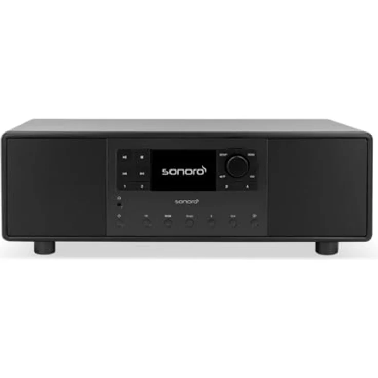 sonoro Primus Internetradio, Bluetooth Stereoanlage mit DAB+, FM/UKW, WLAN, AUX-In, Holzgehäuse, Schwarz – Bild 1