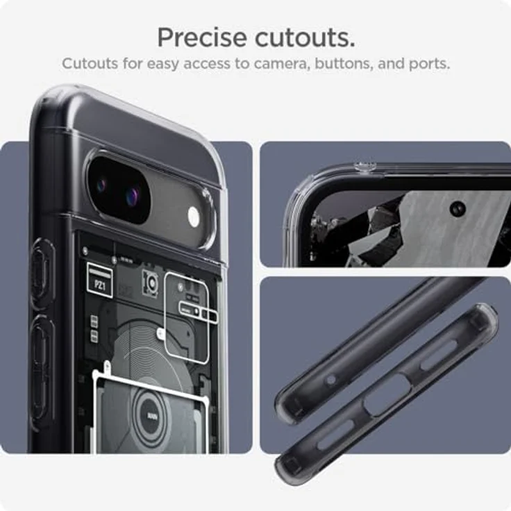 Spigen Ultra Hybrid ZeroOne Hülle für Google Pixel 8a, Schutzrand für Display und Kamera, transparent – Bild 4