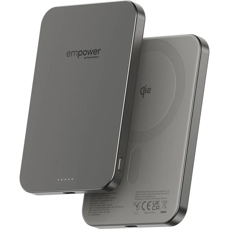 PanzerGlass empower Bank, Powerbank mit 5000 mAh, 20 W, MagSafe-kompatibel, Grau