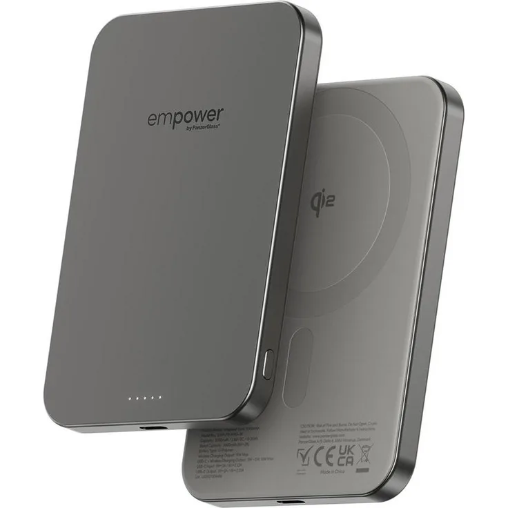 PanzerGlass empower Bank, Powerbank mit 5000 mAh, 20 W, MagSafe-kompatibel, Grau
