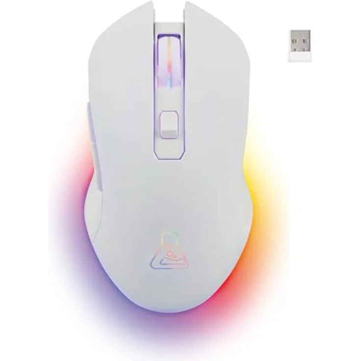 THE G-LAB Kult Helium kabellose Gaming-Maus, wiederaufladbar, 3200 DPI, Retro-Beleuchtung, 7 Farben, für Computer/Mac/PS5/Xbox - Weiß – Bild 1