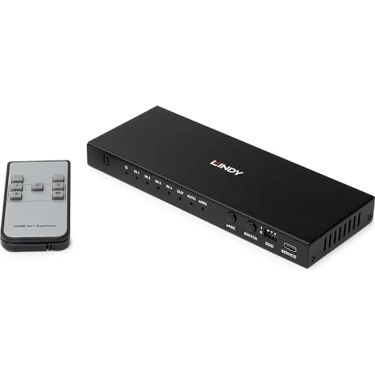 LINDY 38386, 4 Port HDMI 8K60 Switch mit eARC, IR-Fernbedienung und HDR-Unterstützung