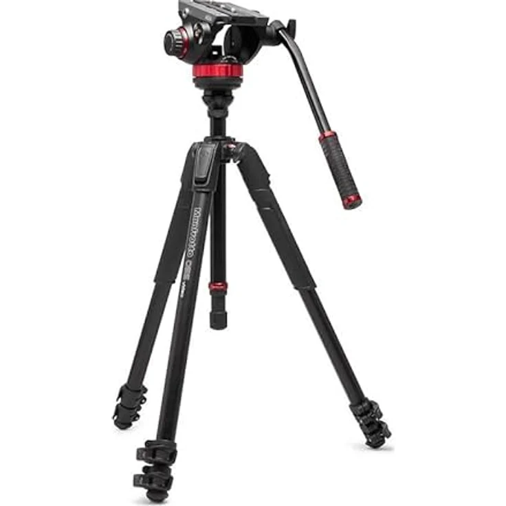 Manfrotto 055 Alu Kit, Videostativ mit Fluid-Kopf, 3 Segmente, belastbar bis 10 kg, Höhe von 54 bis 179 cm – Bild 5