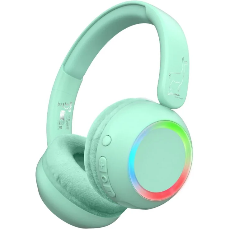 Lalarma Copenhagen Wireless Kopfhörer, Minzgrün mit RGB-Beleuchtung, 28 Stunden Akkulaufzeit, Bluetooth 5.4, kindersicher