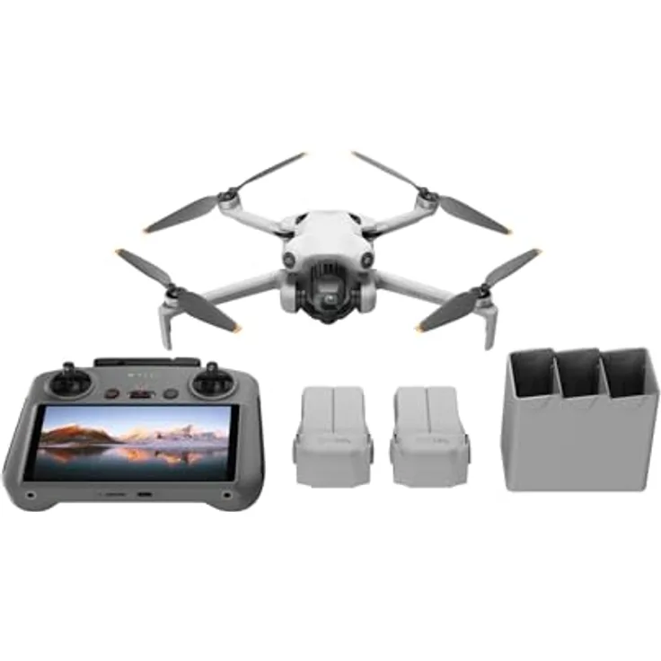 DJI Mini 4 Pro Fly More Combo mit DJI RC 2 Fernsteuerung (Bildschirmfernsteuerung), faltbare Mini-Drohne mit 4K-Kamera, unter 249g, 34 Minuten Flugzeit, 2 zusätzliche Akkus, C0