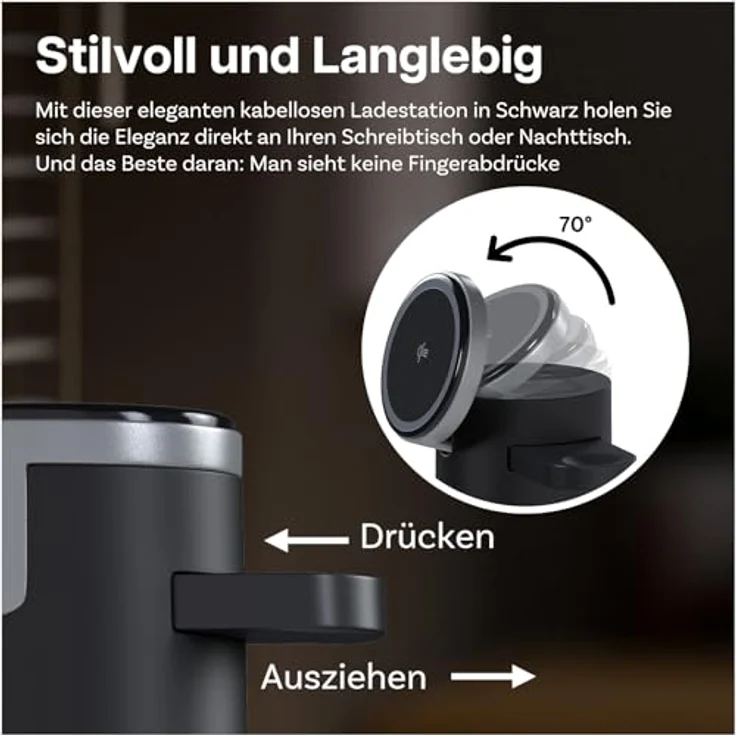 MMOBIEL Induktive Ladestation 4 in 1 Qi2 – Faltbare Kabellose Ladegerät für Samsung Galaxy S25/S24/S23/S22, Watch 7/6/5 und Buds – Inkl. 25W Adapter – Schwarz – Bild 5
