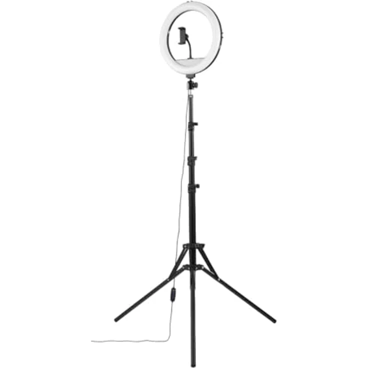 Hama SpotLight Steady 120 II, LED-Ringlicht mit Stativ (210 cm, 160 LEDs, 3 Lichtfarben, für Selfies und Videos) – Bild 4