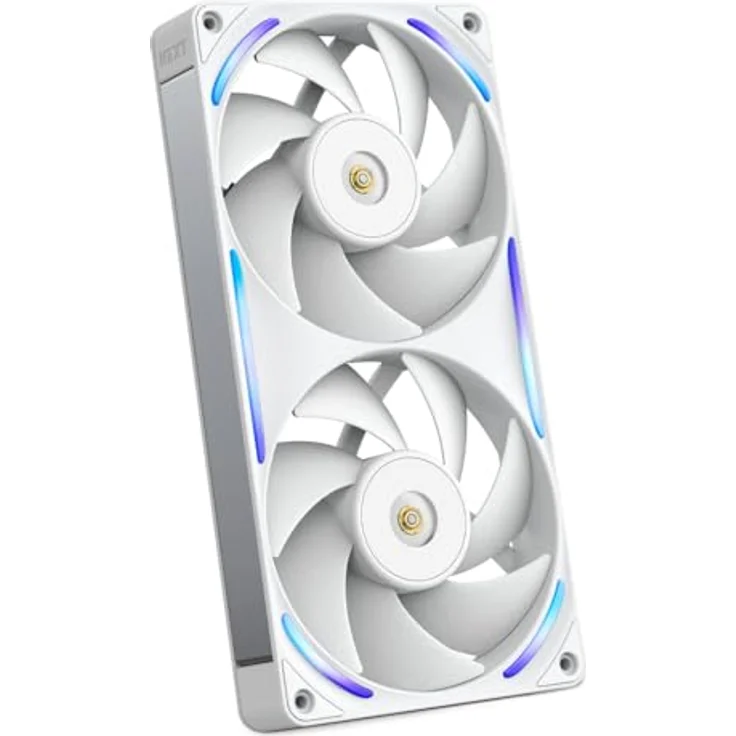 NZXT F240X Performance-Einzelrahmen-Lüfter, 2x 120mm PWM RGB, maximale Luftförderung, LCP-Rahmen und -Flügel, magnetisches Fluid-Dynamic-Lager, Weiß – Bild 1
