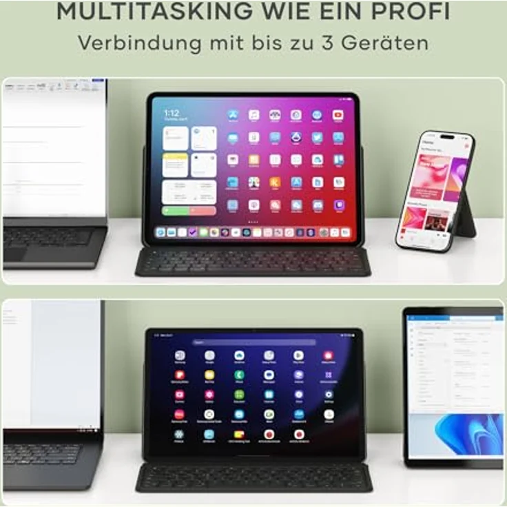 Satechi OntheGo Bluetooth Tastatur mit integrierten Standfuß, Schwarz, Scissor-Switch-Tasten, USB-C-Anschluss – Bild 4