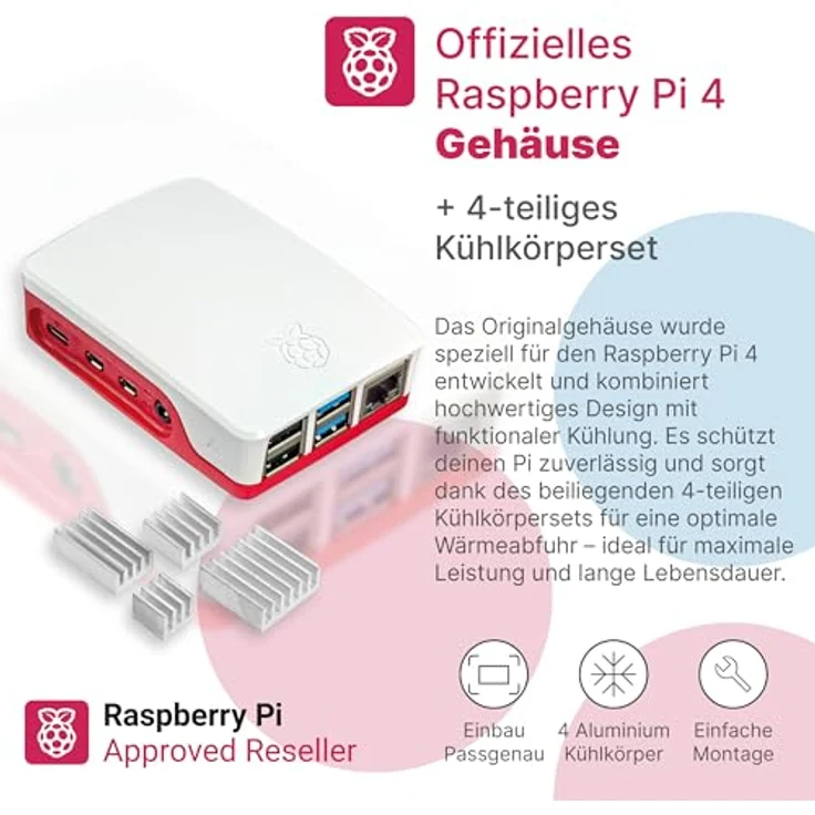 BerryBase Raspberry Pi 4 Starterkit, 64GB microSDHC mit Pi OS, Gehäuse, Netzteil und HDMI-Kabel - RAM: 8GB - Farbe: weiß – Bild 6