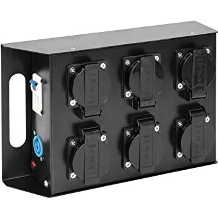 Eurolite SAB-61, Steckdosenleiste mit 6 Schutzkontaktsteckdosen, P-Con Eingang, rostfreies Stahlgehäuse und LS C16 A/230 V Absicherung – Bild 2