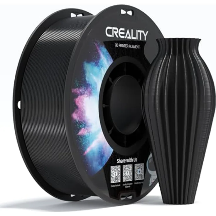 Creality CR-PETG 3D-Druckfilament 1,75 mm, geruchlos, ungiftig, feuchtigkeitsbeständig, glänzend, Schwarz, 1 kg (2,2 lbs)