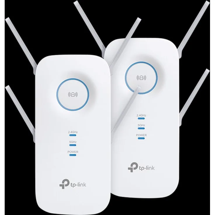TP-Link RE650, Duo-Pack WLAN Repeater mit Dual-Core-Prozessor, hohe Geschwindigkeiten für HD-Streaming und Netzwerkanschluss