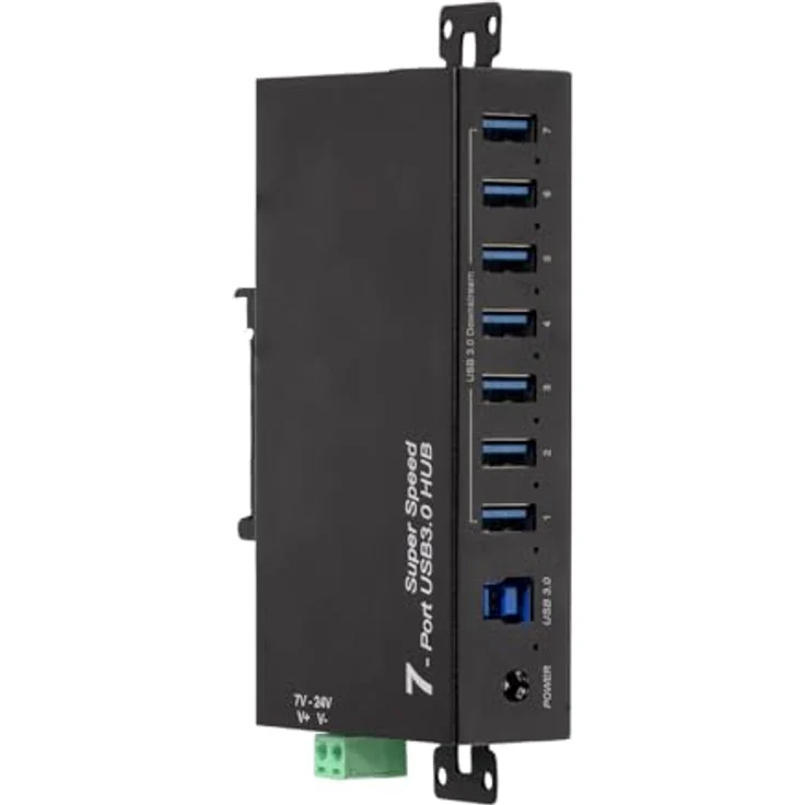 LogiLink 7-Port Hub (USB 3.0) mit Netzteil, Industrieausführung, 5 Gbit/s, 10 W, Überstrom-, Überspannungs- und Kurzschlussschutz, schwarz – Bild 5