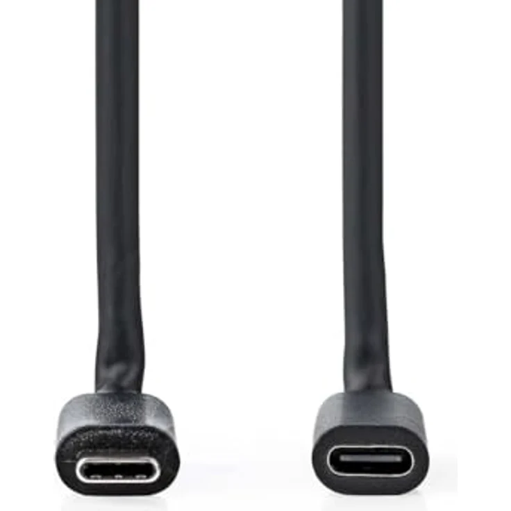 NEDIS USB-Kabel USB 3.2 Gen 1, USB-C Stecker auf USB-C Buchse, 4K@60Hz, 5 Gbps, 2.00 m, rund, vernickelt, Schwarz – Bild 2