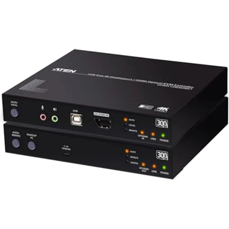 ATEN CE980 KVM-Extender, DisplayPort® 4096 x 2160 Pixel, bis zu 300 m Reichweite, USB 2.0 und RS-232 Unterstützung