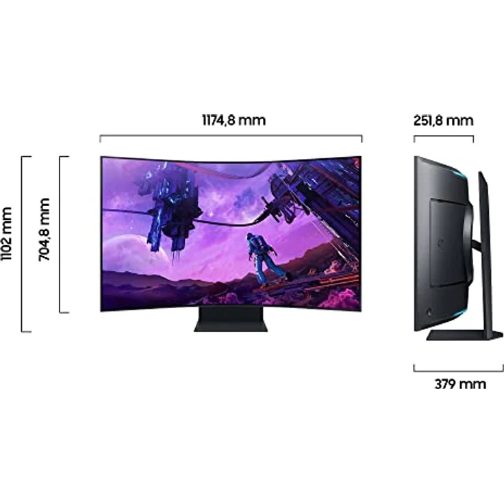 Samsung Odyssey Ark Curved Gaming Monitor S55BG970NU, 55 Zoll, Mini-LED VA-Panel, 4K UHD-Auflösung, AMD FreeSync Premium Pro, 1 ms Reaktionszeit, Bildwiederholrate 165 Hz, Schwarz – Bild 2
