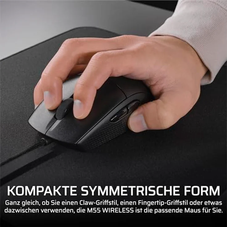 Corsair M55 Leichte FPS-Gaming-Maus mit Kabel – 16.000 DPI – Sechs Programmierbare Schaltflächen – Texturierte Seitengriffe – Schwarz – Bild 3
