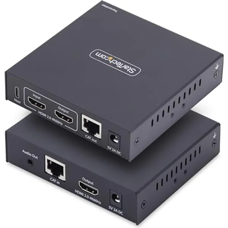 StarTech IP HDMI KVM Extender, KVM Switch, 4K 60Hz, RS-232 Passthrough, 3,5 mm Audio, schwarz
