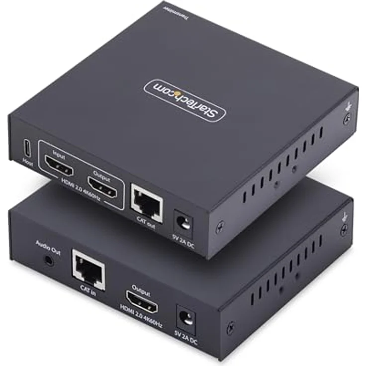 StarTech IP HDMI KVM Extender, KVM Switch, 4K 60Hz, RS-232 Passthrough, 3,5 mm Audio, schwarz – Bild 1