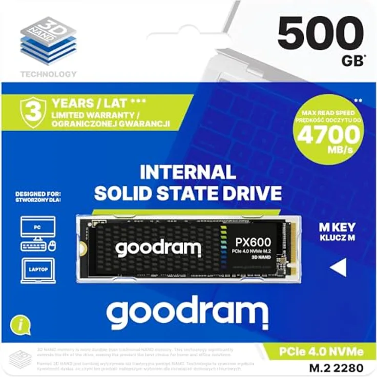 Goodram PX600 M.2 500GB PCIe 4x4 2280 SSD, M.2, SSD