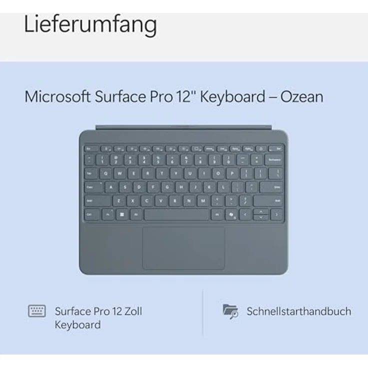 Microsoft Surface Pro 12" Keyboard, kompatibel mit Surface Pro (1. Edition), Hintergrundbeleuchtung, Farbe Ozean – Bild 4