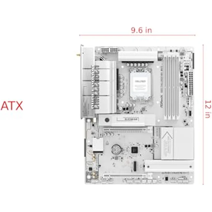 ASRock B860 Challenger WiFi Motherboard, ATX, LGA1851, DDR5, WiFi 7, weiße Leiterplatte – Bild 2