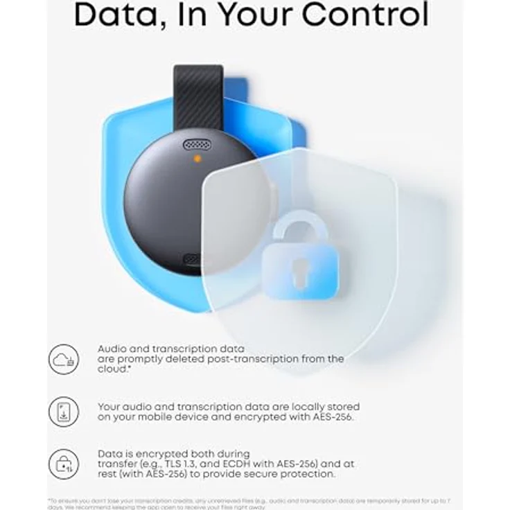 soundcore Work by Anker, tragbares KI-Diktiergerät mit 6 Monaten Pro-Abo gratis, KI-Transkription, kombinierte Meeting-Protokolle, Doppeltipp zum Markieren, MFi-zertifiziert, Datenschutz – Bild 3