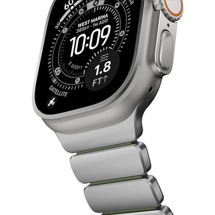 NOMAD Stratos Band I für Apple Watch 42/44/45/46/49mm, Hybrid-Design aus Titan und FKM, wasserresistent, Natural Forest – Bild 5