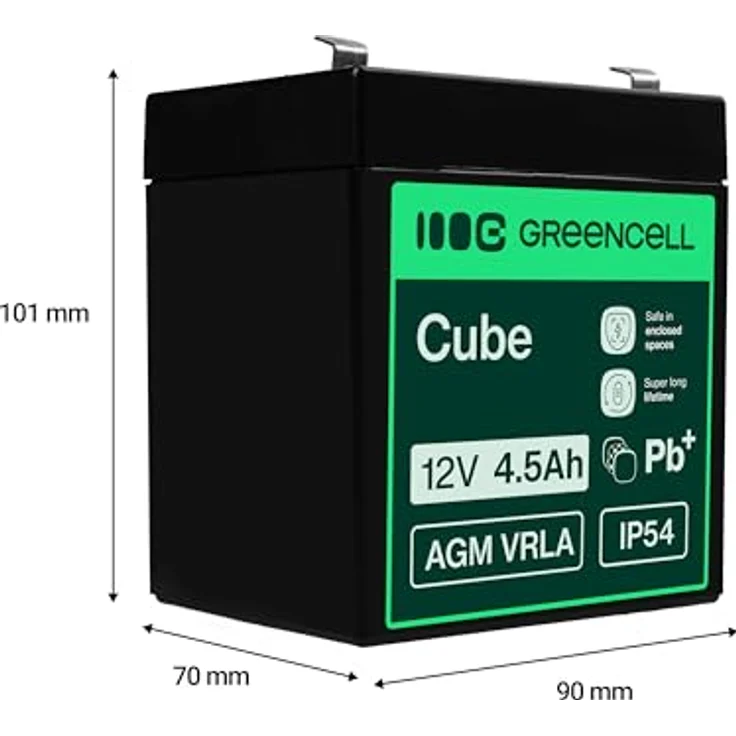Green Cell® AGM 12V 4,5Ah Vlies Batterie, VRLA Bleiakku für Elektro Spielzeug, Alarm und Notstrom, wartungsfrei und zyklenfest – Bild 2