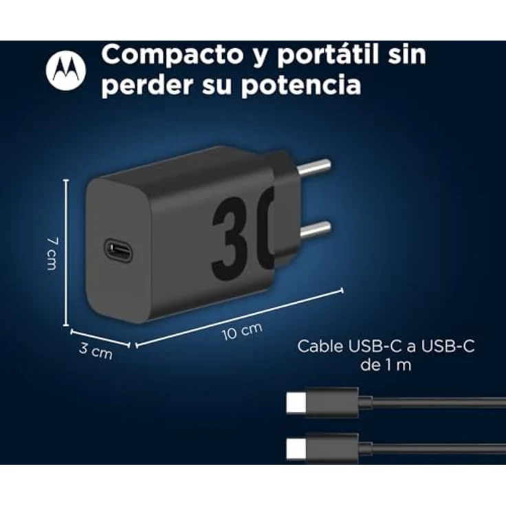 Motorola Turbopower 30-W-Schnellladegerät mit USB-PD QC 4.0-Technologie und 1 m USB-A-auf-USB-C-Kabel, universelle Kompatibilität, robust und sicher – Bild 5