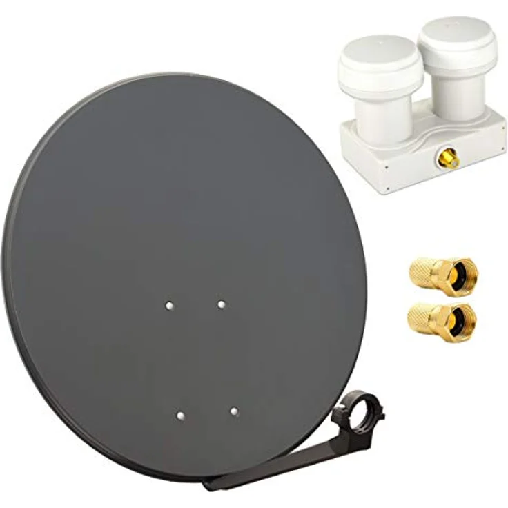 PremiumX SAT Anlage 80cm, anthrazit, mit Single Monoblock LNB für Astra 19,2° und Hotbird 13° – Bild 1