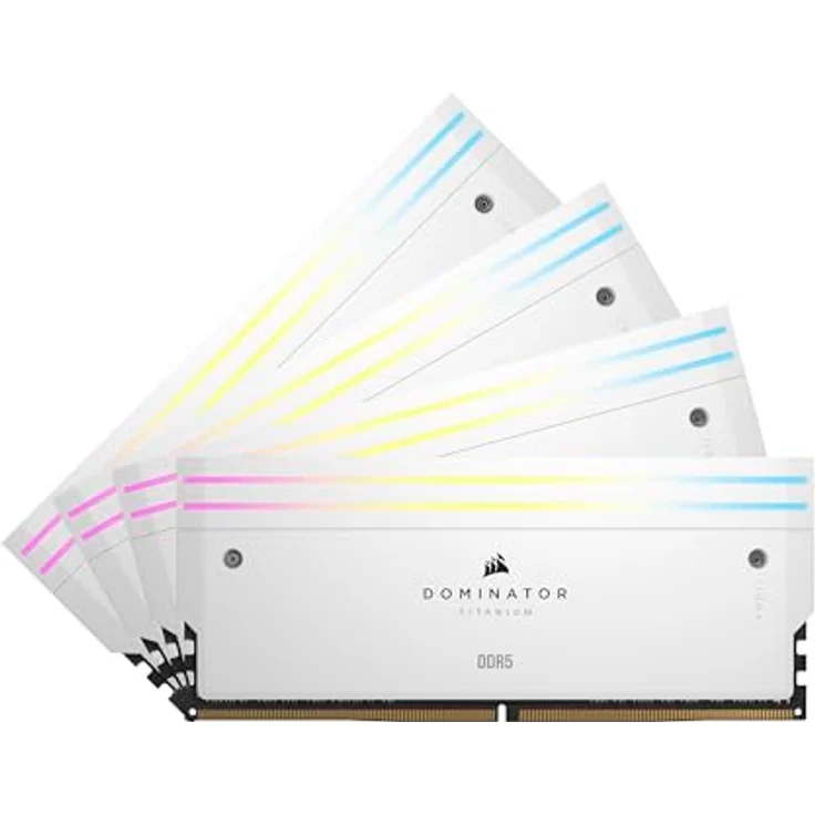 CORSAIR Dominator Titanium RGB DDR5 RAM 64GB (4x16GB) DDR5 6000MHz CL36 Intel XMP iCUE-Kompatibler Computerspeicher - Weiß (CMP64GX5M4B6000C36W) - Preisvergleich – Bild 1