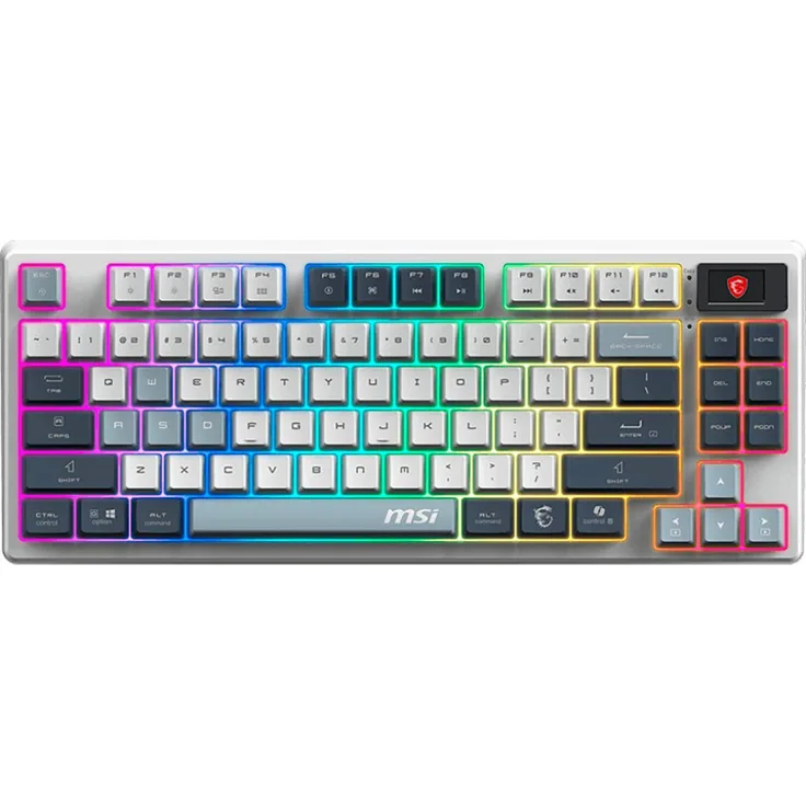 MSI FORGE GK600 TKL WIRELESS SKY, Tenkeyless Gaming-Tastatur mit Hot-Swappable Schaltern, RGB-Beleuchtung und 4000-mAh-Akku