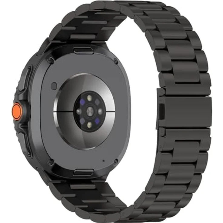 Wigento Edelstahl Armband für Samsung Galaxy Watch 8 / 8 Classic, Drei-Perlen-Design mit Faltverschluss, Schwarz – Bild 1