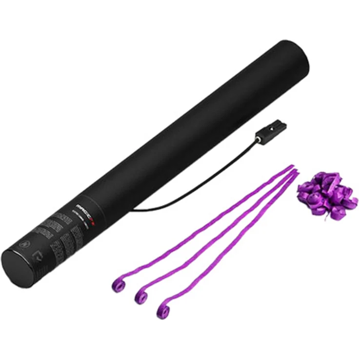 Magic FX E Cannon 50 cm, elektrische Konfetti Kanone mit lilanen Luftschlangen