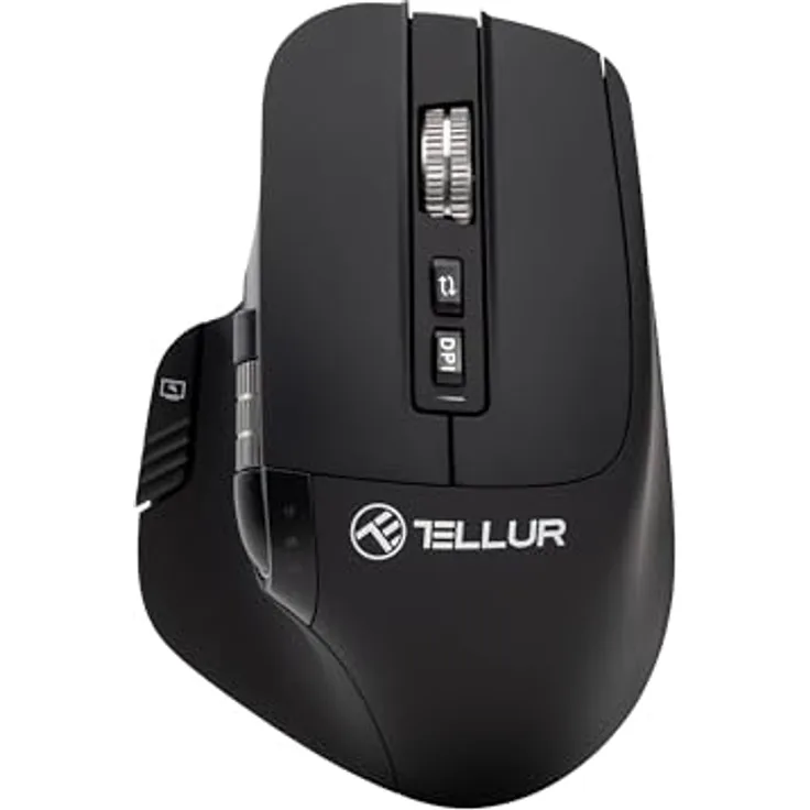 TELLUR Shade Kabellose Bluetooth Maus, 3200DPI, 8 Tasten, 4 Geräte Gleichzeitig, Leises Klicken, USB C, Schwarz
